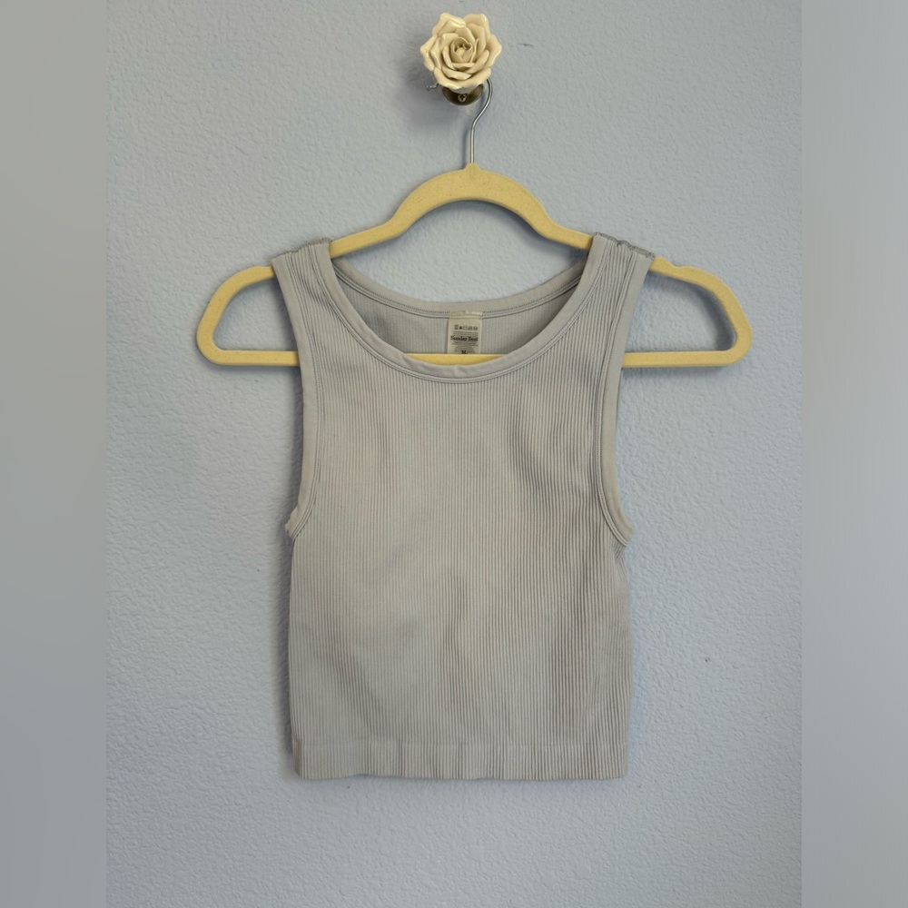 Aritzia Sunday Best Seamless Cinched Rib Crew Tank